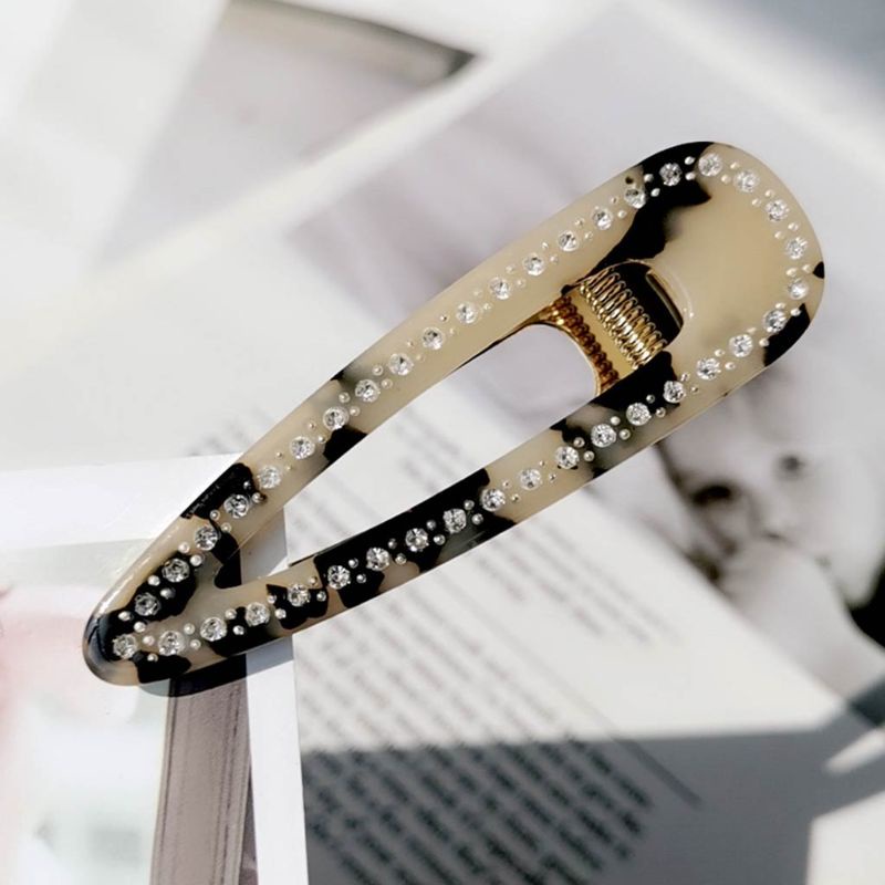 Kẹp Tóc Mỏ Vịt Hình Giọt Nước Họa Tiết Da Báo Kiểu Vintage Hàn Quốc