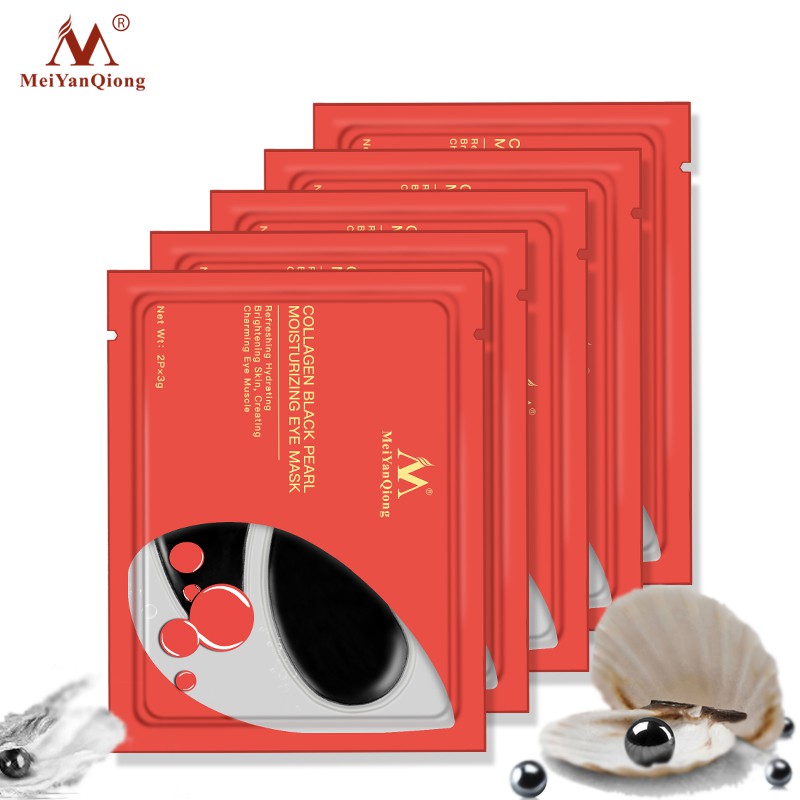 Set 5cặp mặt nạ mắt MeiYanQiong chiết xuất thành phần ngọc trai đen dưỡng ẩm chăm sóc vùng da quanh mắt hiệu quả