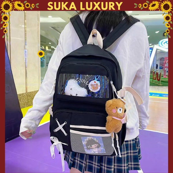 Balo  thời trang đi học nam nữ ulzzang đựng Laptop tặng móc khóa mini cho học sinh style Hàn Quốc unisex