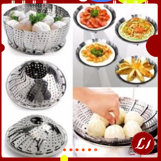 RỔ HẤP xoè inox - hấp thức ăn xếp gọn