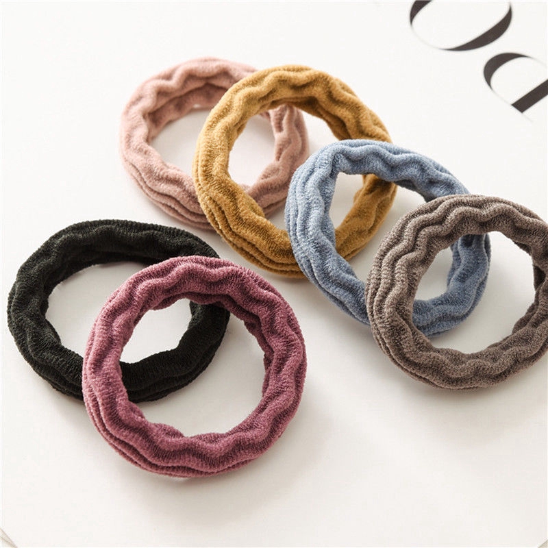 5 Dây buộc tóc đuôi ngựa bằng cao su co giãn không lộ đường may phong cách Hàn Quốc cho nữ