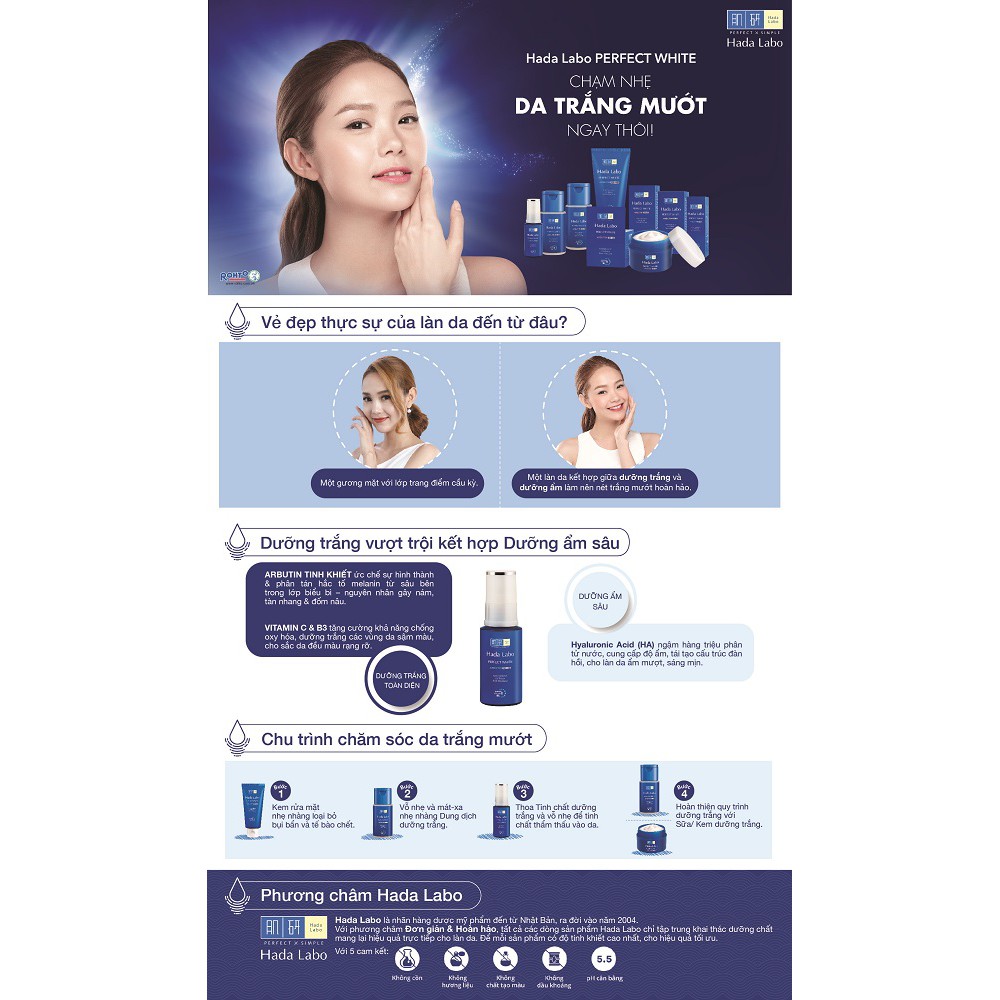 [ HB Gift ] Bộ 2 sản phẩm dưỡng trắng dùng thử Hada Labo Perfect White Trial Set (Rửa mặt 25g + Dung dịch 40ml) | BigBuy360 - bigbuy360.vn