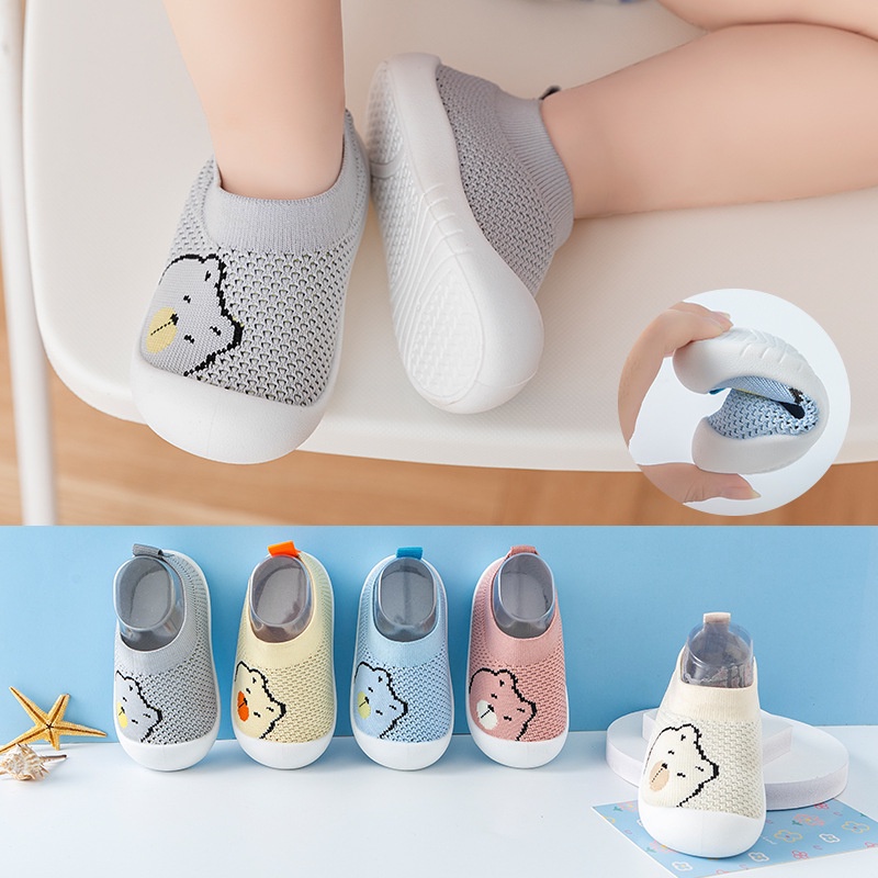Giày Bún Tập Đi Cho Bé Trai Bé Gái Họa Tiết Hoạt Hình Đế Mềm Chống Trơn Trượt Giày Tập Đi Phong Cách Hàn Quốc G84