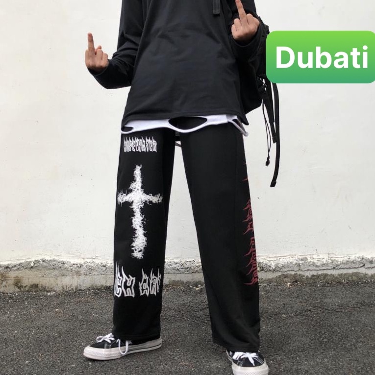 QUẦN JOGGER NAM NỮ UNISEX CHẤT NỈ DÀY DA CÁ ỐNG SUÔNG RỘNG THÊU LỬA RÚT DÂY HÀN QUỐC SANG CHẢNH - DUBATI FASHION