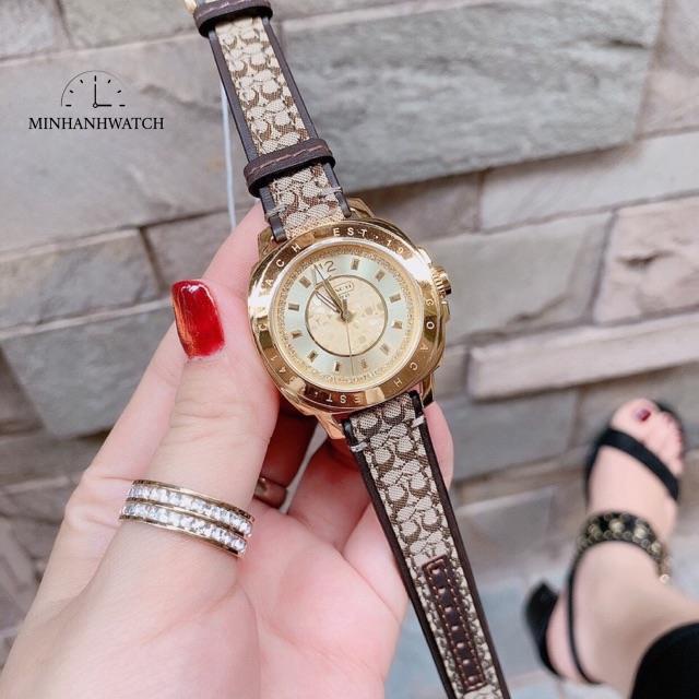 Đồng hồ nữ dây da hoạ tiết Coach delancey