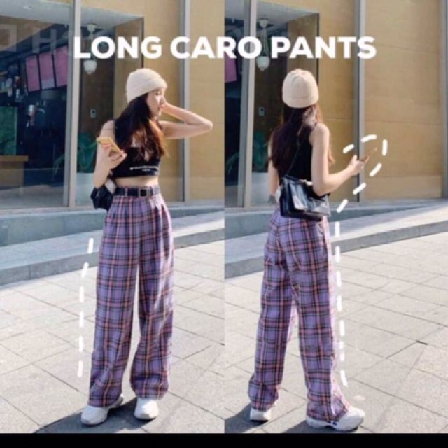 Quần kẻ caro ống rộng cạp cao đủ 6 màu siêu hot