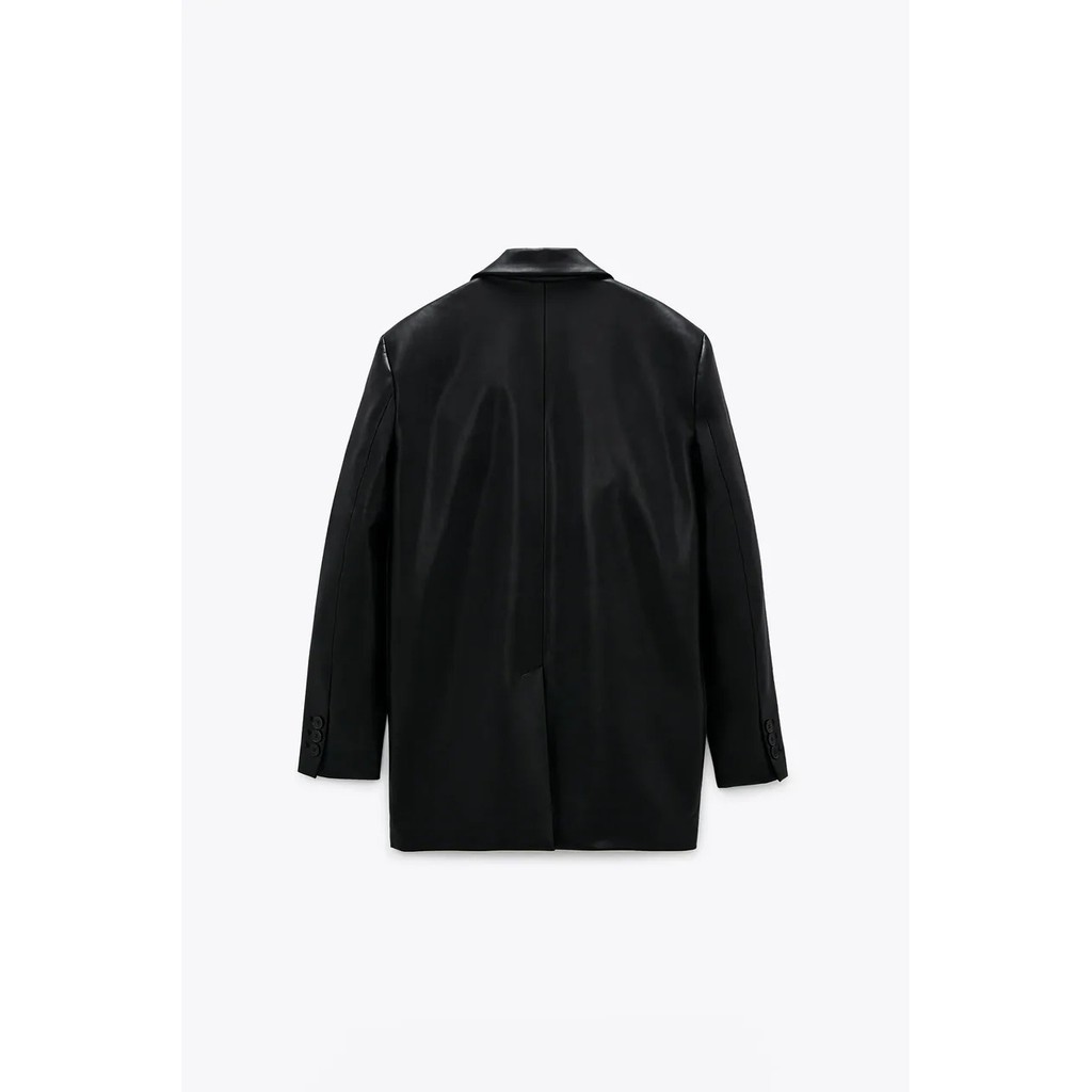ÁO KHOÁC BLAZER ZARA XUẤT DƯ TUỒN NỮ OVERSIZE DA MÀU ĐEN - 1255/703