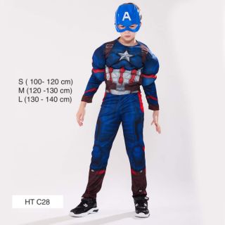 (Có Sẵn) Trang Phục Captain America Trẻ Em/ Bộ Đồ Hoá Trang Siêu Nhân Siêu Anh Hùng cho bé dự Halloween