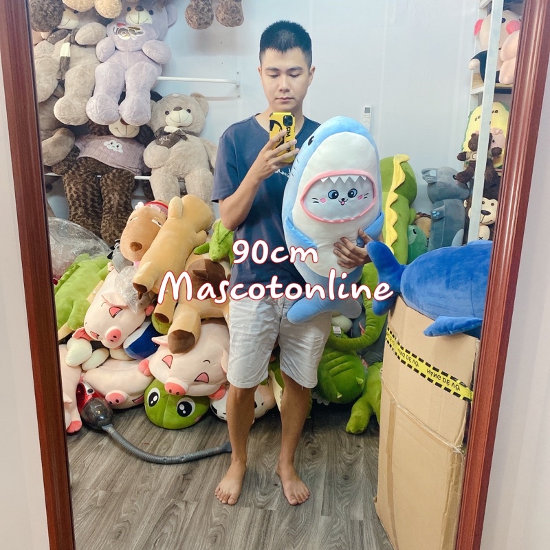 GẤU BÔNG CÁ MẬP MẶT MÈO ĐỦ SIZE 1M1