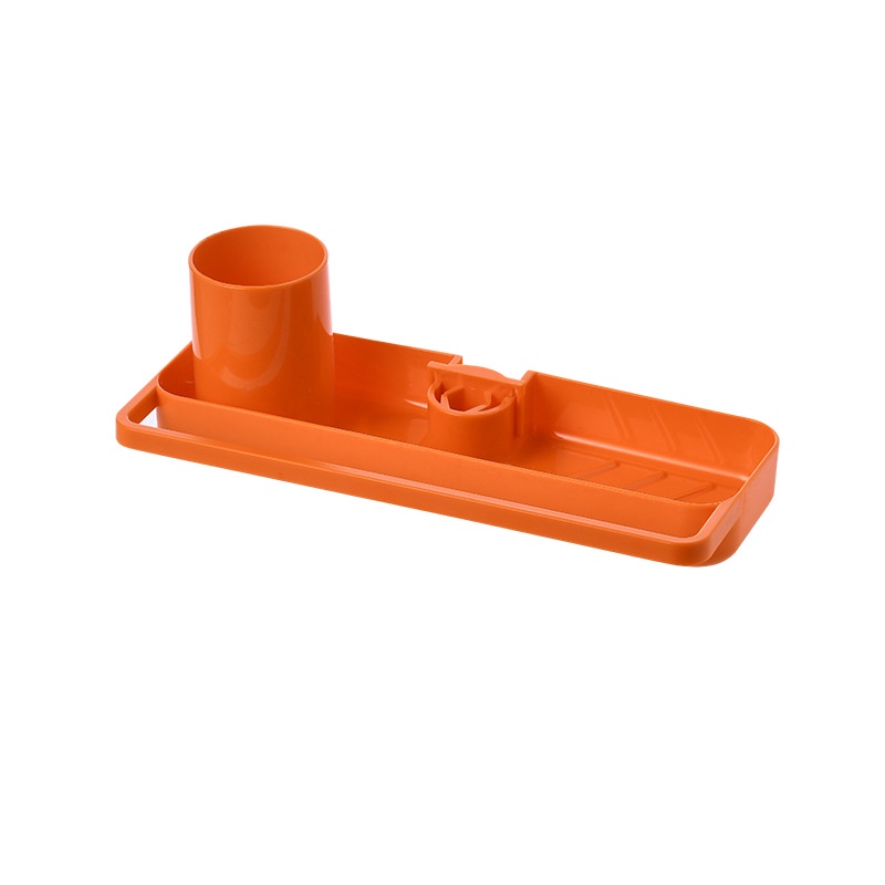 Kệ nhựa gắn vòi nước bồn rửa chén đựng đồ tiện ích có treo khăn 24.5x10.2cm