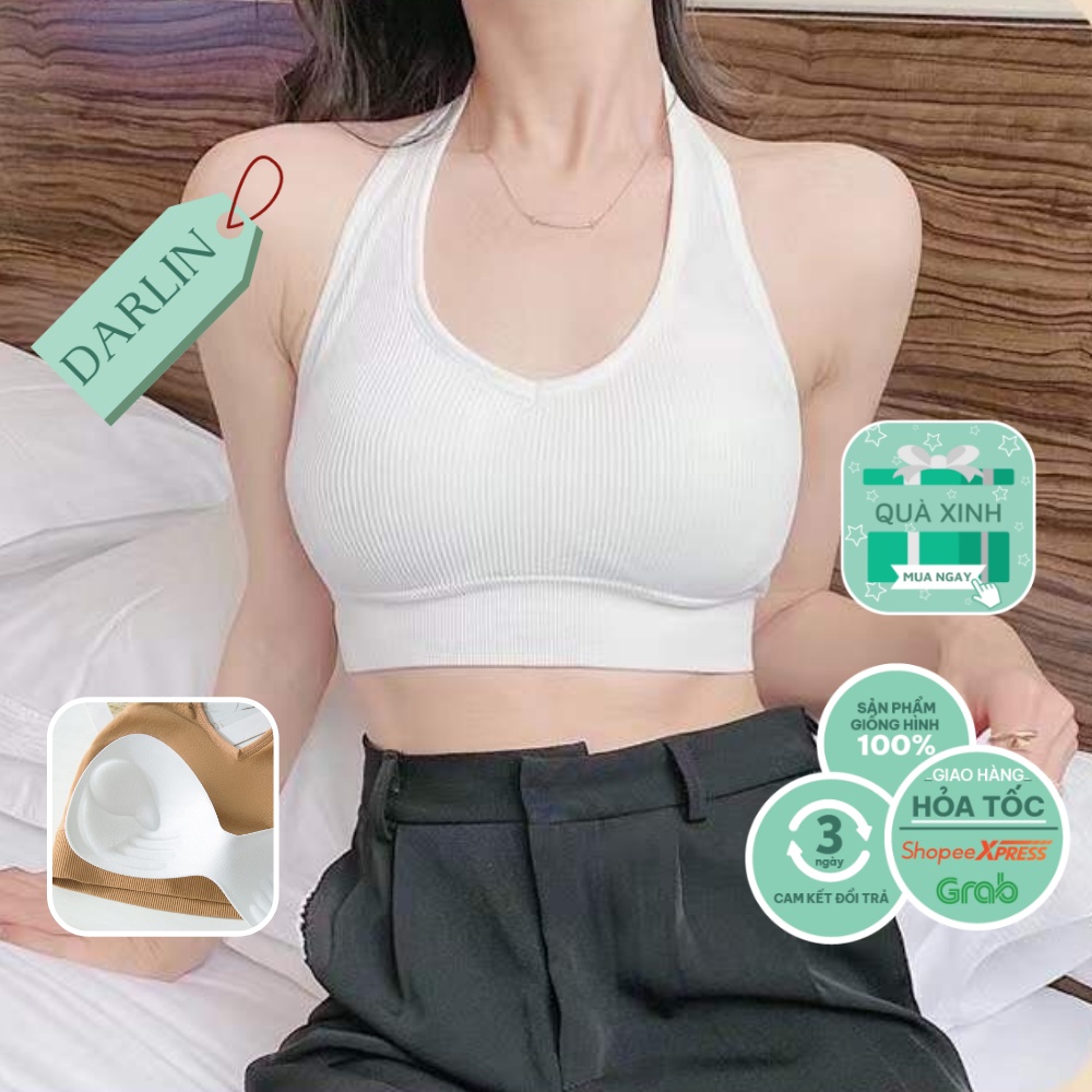 Áo Yếm Hở Lưng BONBIKINI Bra top Có Mút Đệm Thun Gân Sexy Nhảy Đi Biển Chơi Tập Gym Yoga