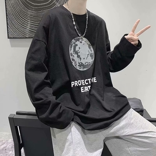 Áo thun tay dài dáng rộng ba màu thời trang năng động cho nam size M-5xl