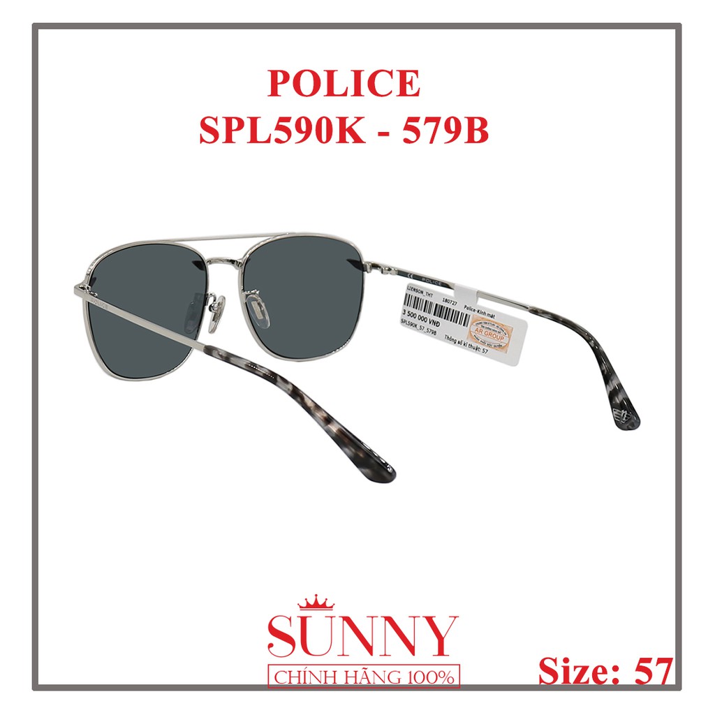 Kính mát Police chính hãng SPL590K màu sắc thời trang, thiết kế dễ đeo bảo vệ mắt