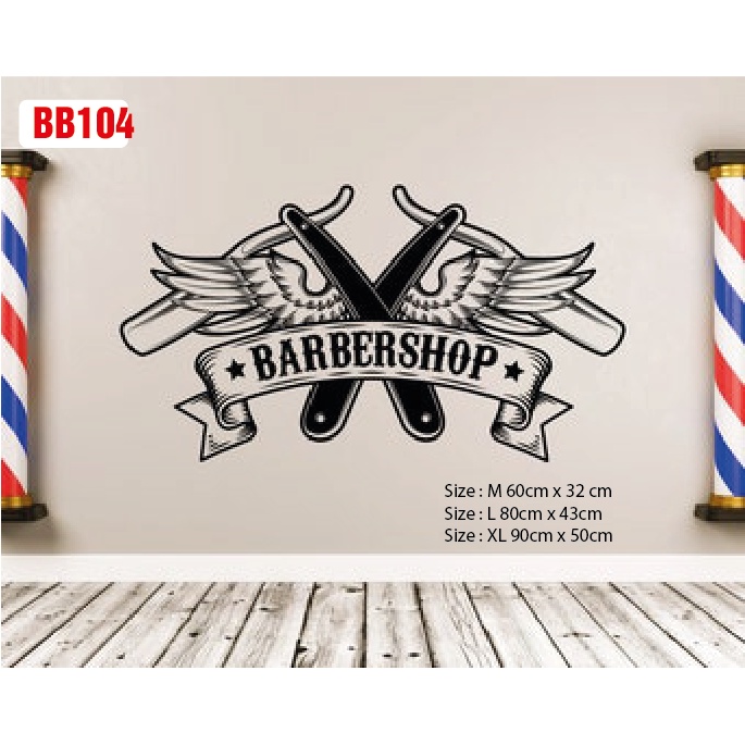 Decal Trang trí, Salon cắt tóc, Barber Shop, hình đôi cánh thu hút khách hàng BB104