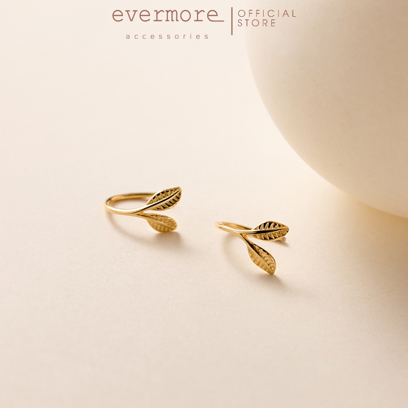 Bông tai bạc EVERMORE, khuyên tai chiếc lá bạc ý 925, phong cách thanh lịch, minimalism - H030