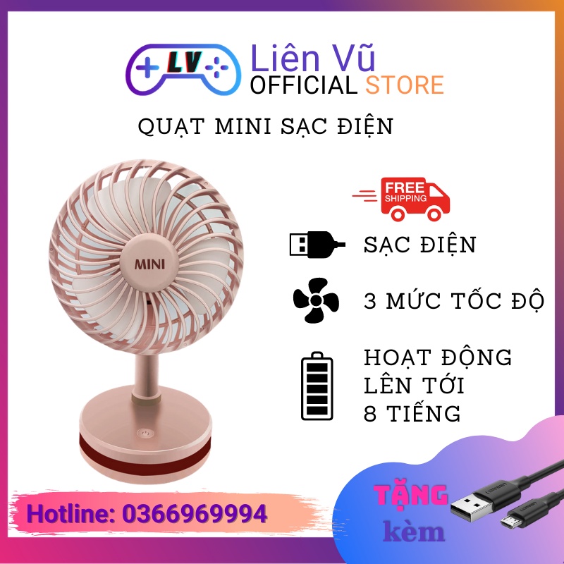 Quạt mini để bàn tích điện Hàn Quốc ZERO N9 pin 2000mah LIENVU0294