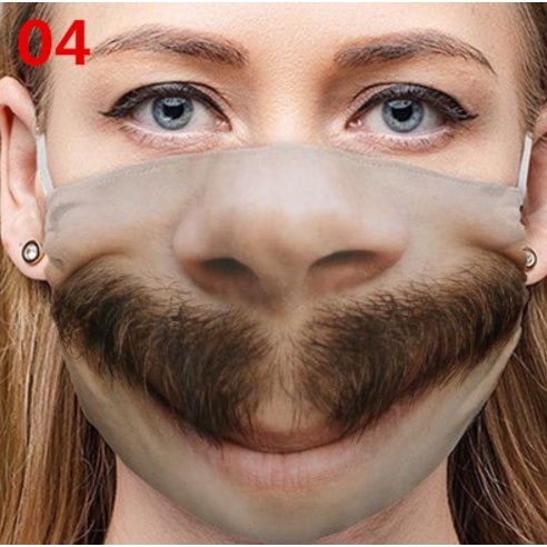 💥 Khẩu Trang 3D 50 Kiểu Hóa Trang Halloween hình mặt người giả đi chơi đi siêu thị đi dạo vui nhộn troll hài hước 001544