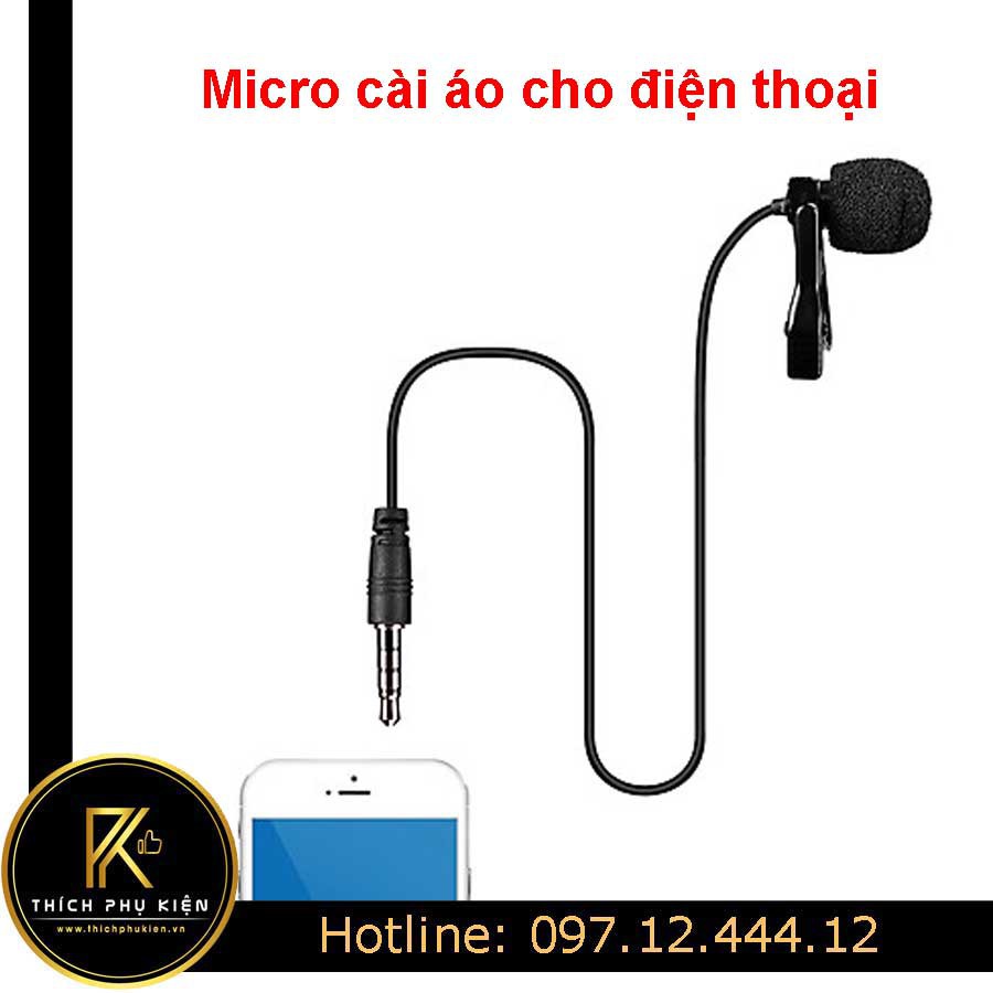 Micro cài áo thu âm cho điện thoại, máy tính bảng, PC đầu cắm 3.5mm