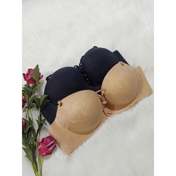 Áo lót nữ su đúc siêu nâng đẩy quả ngang dây rút, nâng ngực, vân hoa A8339