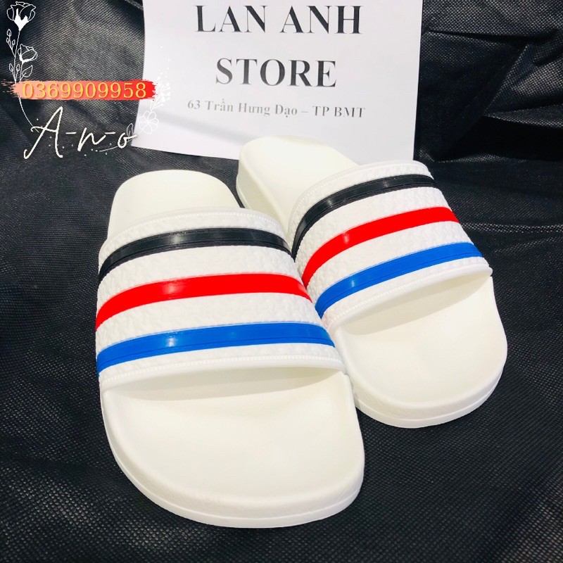 DÉP BÁNH MÌ TRẮNG (T-Đen-đỏ-xanh) (Hình thật shop chụp)