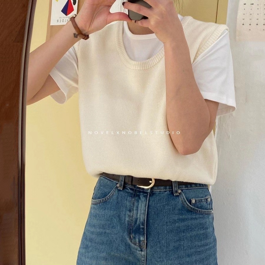 Áo len cổ chữ U màu sắc đơn giản thời trang Hàn Quốc cho nữ | BigBuy360 - bigbuy360.vn