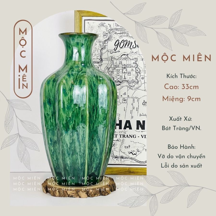 Bình hoa gốm sứ men hoả biến Rêu Xước cỡ Lớn lọ hoa decor trang trí nhiều mẫu, Mộc Miên, gốm sứ bát tràng