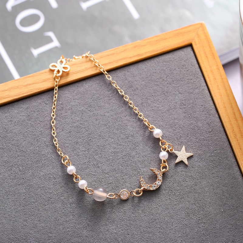 Vòng tay đính đá/ ngọc trai nhân tạo dễ thương dành cho nữ