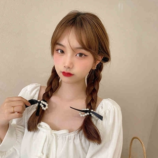 Cột tóc nơ đính hạt tròn phong cách đồng quê TOC31
