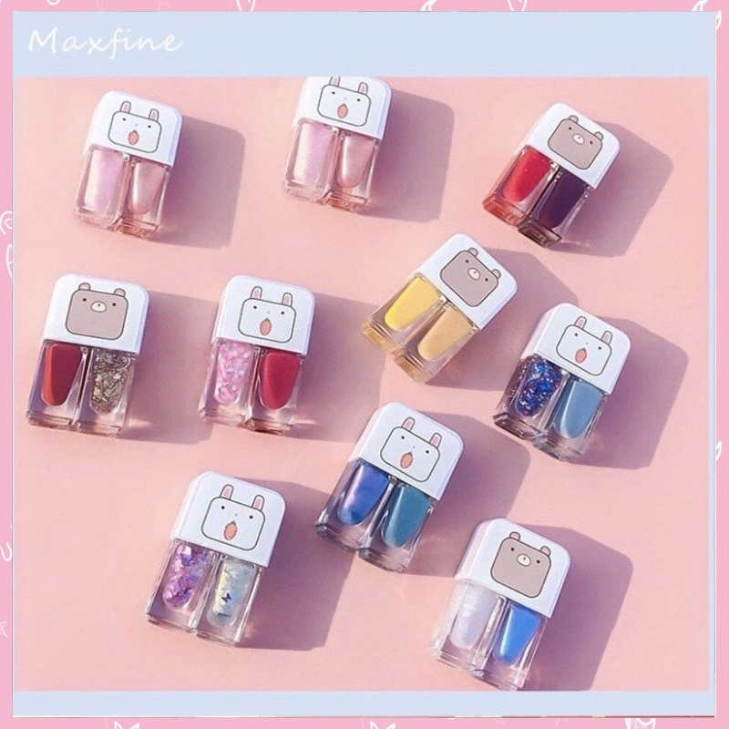 Sơn móng tay 2 màu MAXFINE xinh xắn trẻ trung cute bền màu Water Base Nail Polish MAXF02