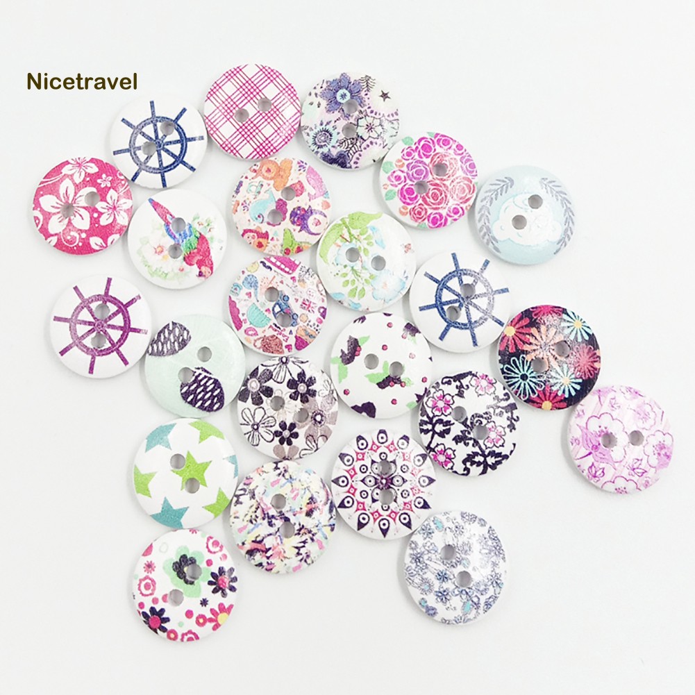 【 Set 100 Nút Gỗ Hình Bông Hoa Trang Trí Thủ Công DIY