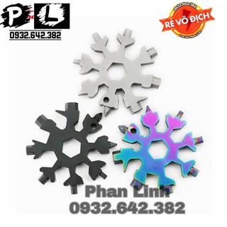 Móc Khoá Cờ Lê Thép Đa Năng 18 In 1, Hình Bông Tuyết Bát Giác Đa Chức Năng Nhỏ Gọn Bỏ Túi, Lục Giác Cầm Tay