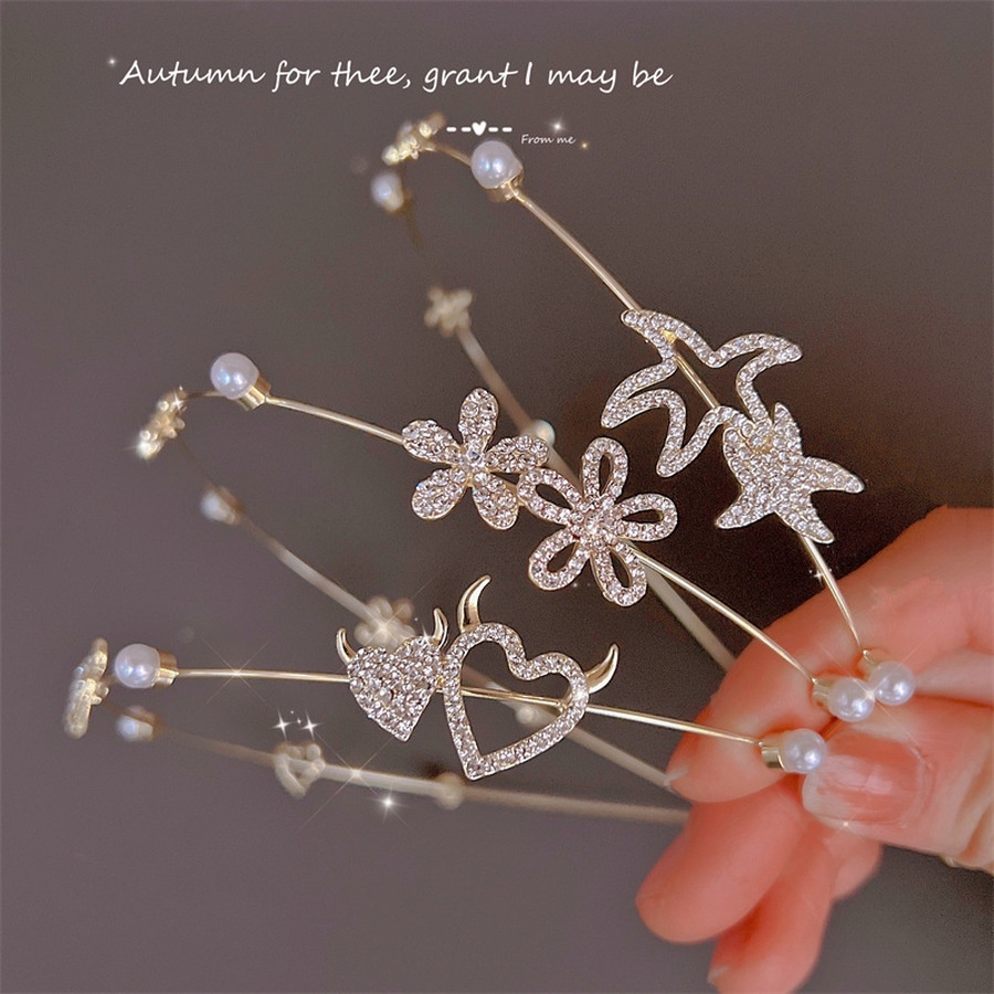 Băng Đô Cài Tóc Bằng Hợp Kim Đính Đá Và Ngọc Trai Dễ Thương