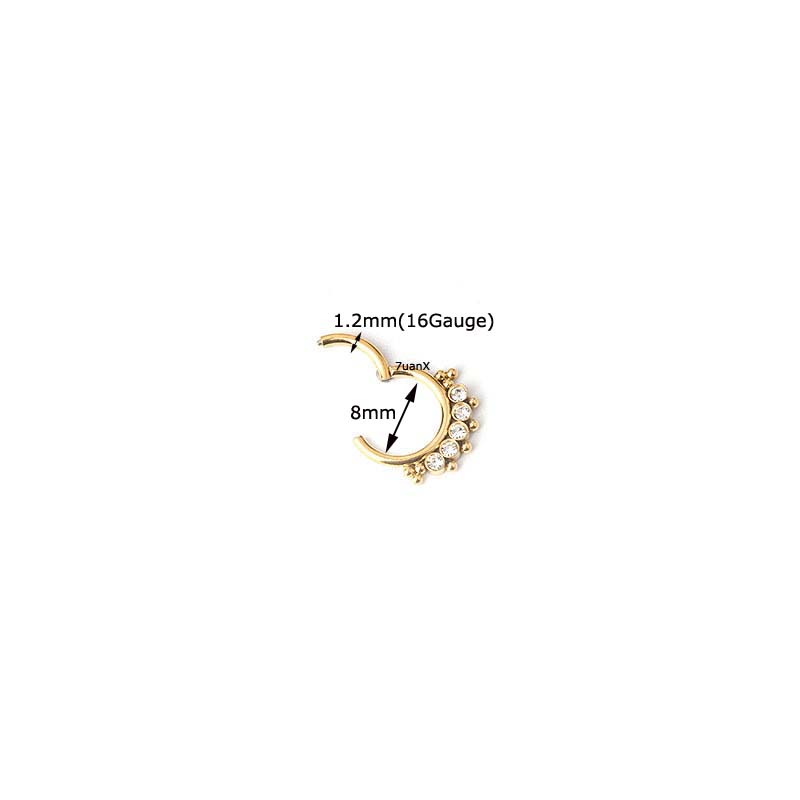 1 Khuyên mũi thời trang bằng thép không gỉ đính đá zircon với độ dày 1.2mm (16G)