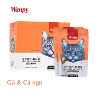 🥝PATE GÓI WANPY cho mèo(80gr) - Hương Vị Gà/Cá Ngừ, Giải Pháp Ăn Ngon Cho Mèo Kén Ăn.