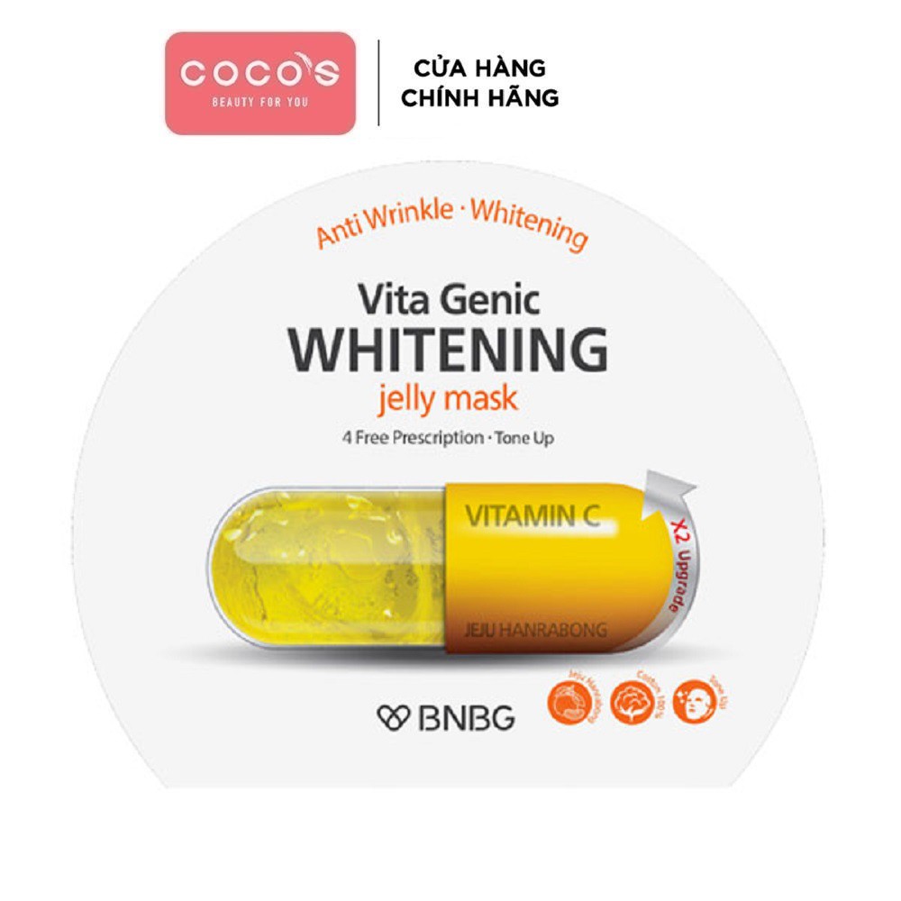 Mặt nạ giấy dưỡng da trắng sáng và làm đều màu da BNBG Vita Genic Whitening Jelly Mask (Vitamin C) 30ml - [BNBG VÀNG]