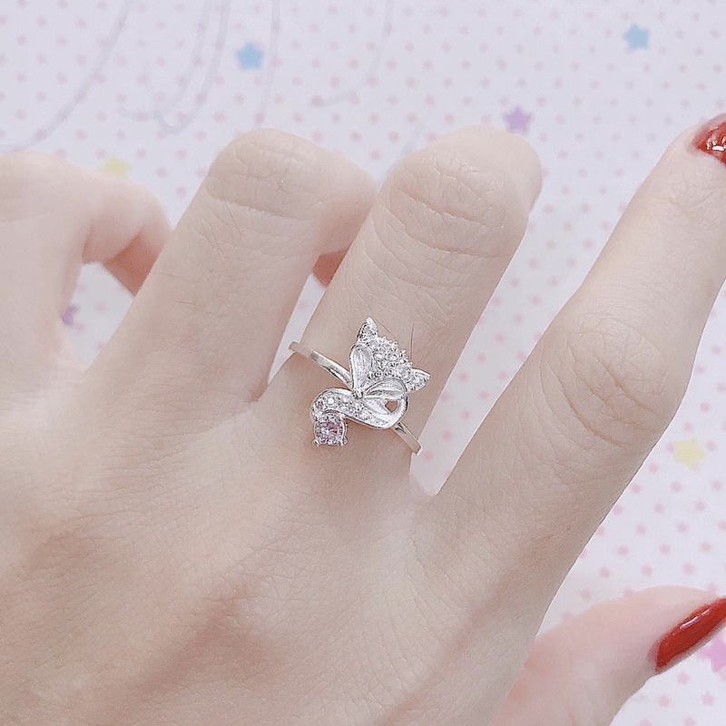 Nhẫn hồ ly bạc ta đính đá sáng bóng - Nhẫn nữ bạc ta - Vàng bạc Khải Khải