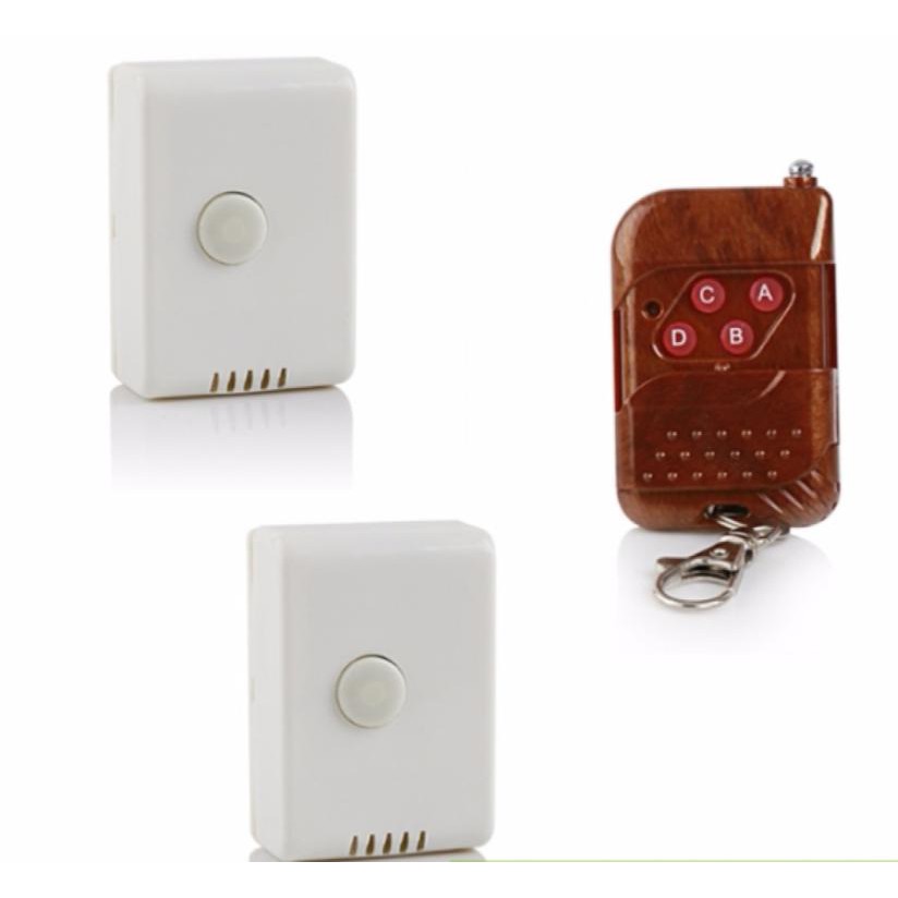 Bộ 2 Công Tắc Điều Khiển Từ Xa Sóng RF15A sóng 433 + Remote RF Vỏ Vân Gỗ