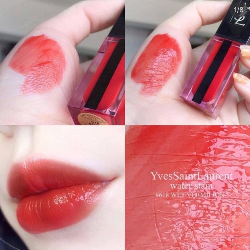 Son YSL Rouge Pur Couture Vernis À Lèvres Fresh Glossy Stain - màu 610, 612, 613, 617, 618