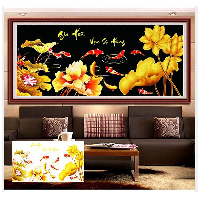 TRANH ĐÍNH ĐÁ GIA HÒA VẠN SỰ HƯNG - TRANH TỰ ĐÍNH (105x50CM) hàng chuẩn