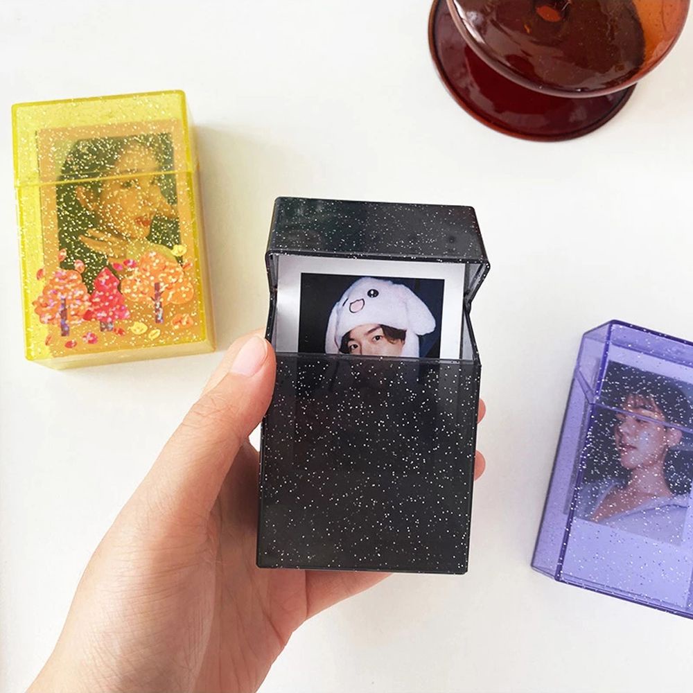 Hộp đựng bộ sưu tập ảnh/thẻ hình idol/album ảnh Polaroid/bưu thiếp 3 inch bằng nhựa trong suốt lấp lánh nhiều màu sắc