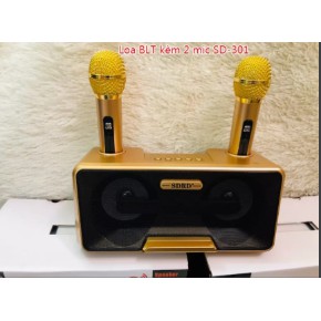 Loa karaoke di động, Loa nhật công suất lớn, Loa Karaoke Bluetooth SDRD 301, kèm 2 mic không dây, Âm Thanh Nổi Stereo 3D