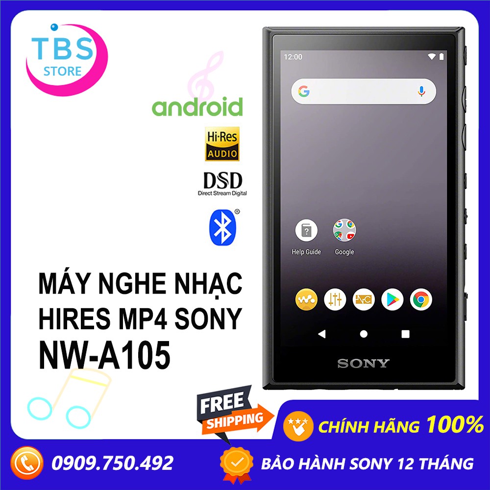 Máy nghe nhạc Hires MP4 Sony NW-A105 - Hàng chính hãng Sony Việt Nam - Bảo hành 12 tháng