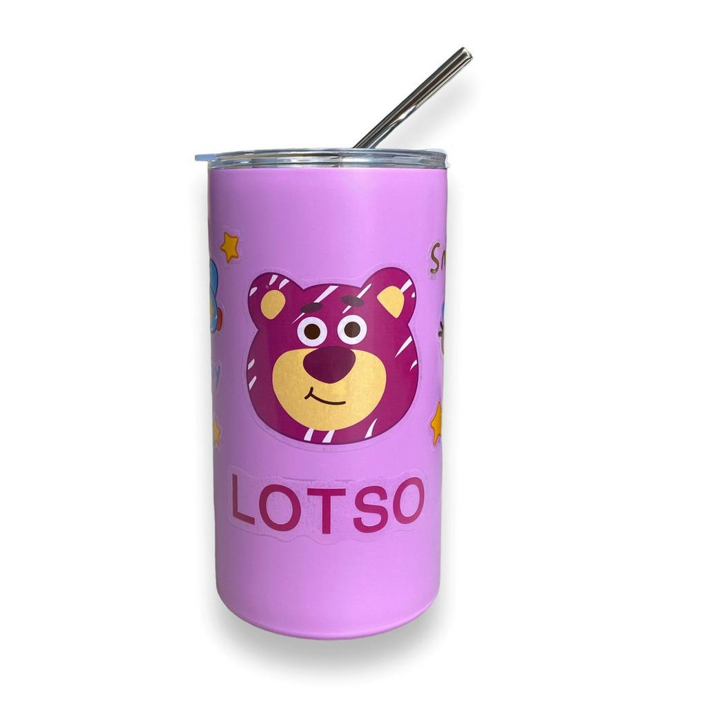 Ly Giữ Nhiệt Hoạt Hình 600ml Thiết Kế Xinh Xắn Hình Trụ, Cốc Inox Lõi Tráng Bạc Giữ Nhiệt Lâu An Toàn Kèm Ống Hút