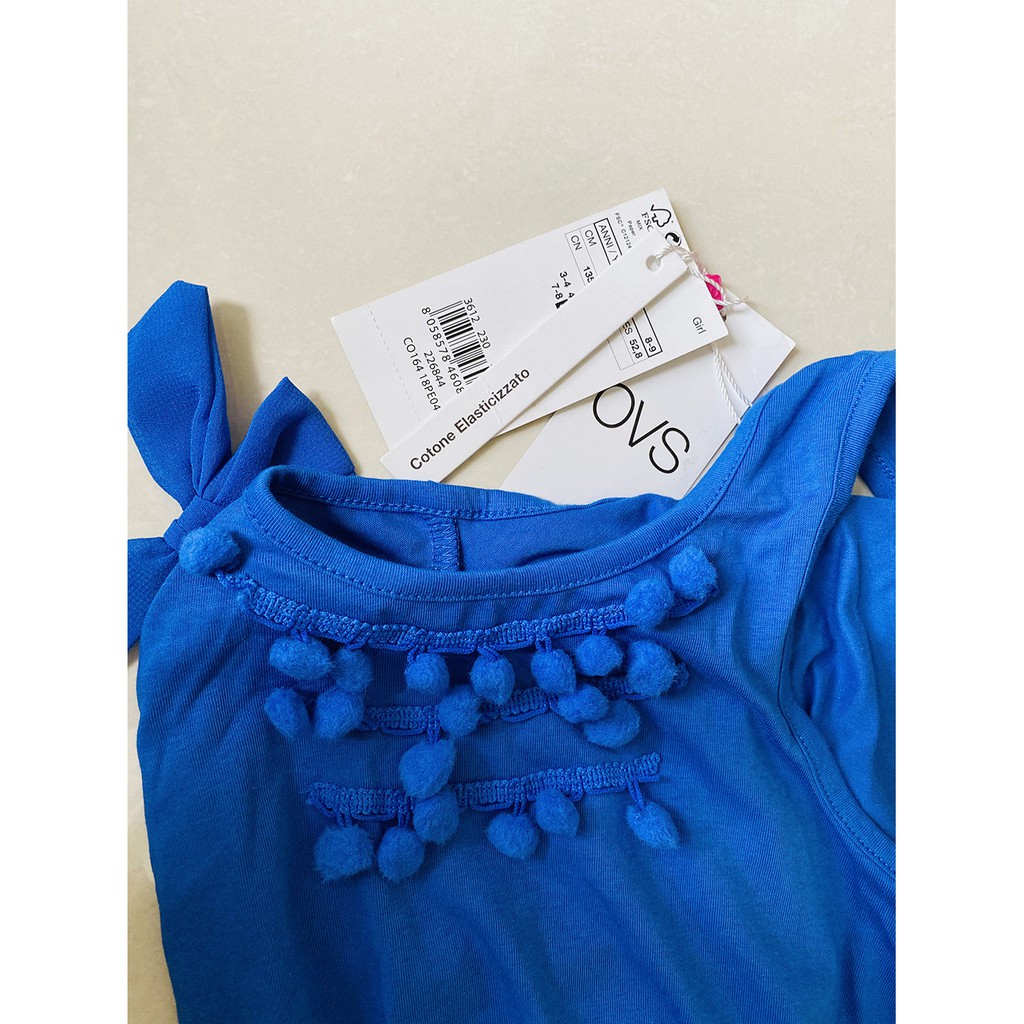 Hàng hiệu chính hãng OVS Áo thun bé gái - Màu xanh dương -  size 8-9, chiều cao: 130-140cm