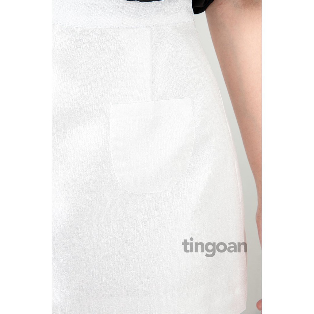 Chân váy cạp cao chất liệu tafta giấy form chữ A trắng tingoan BADDIE SKIRT/WH (có quần trong)