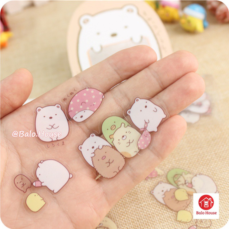 Set 50 sticker dán trang trí số lưu niệm hình gấu dễ thương - BALO HOUSE