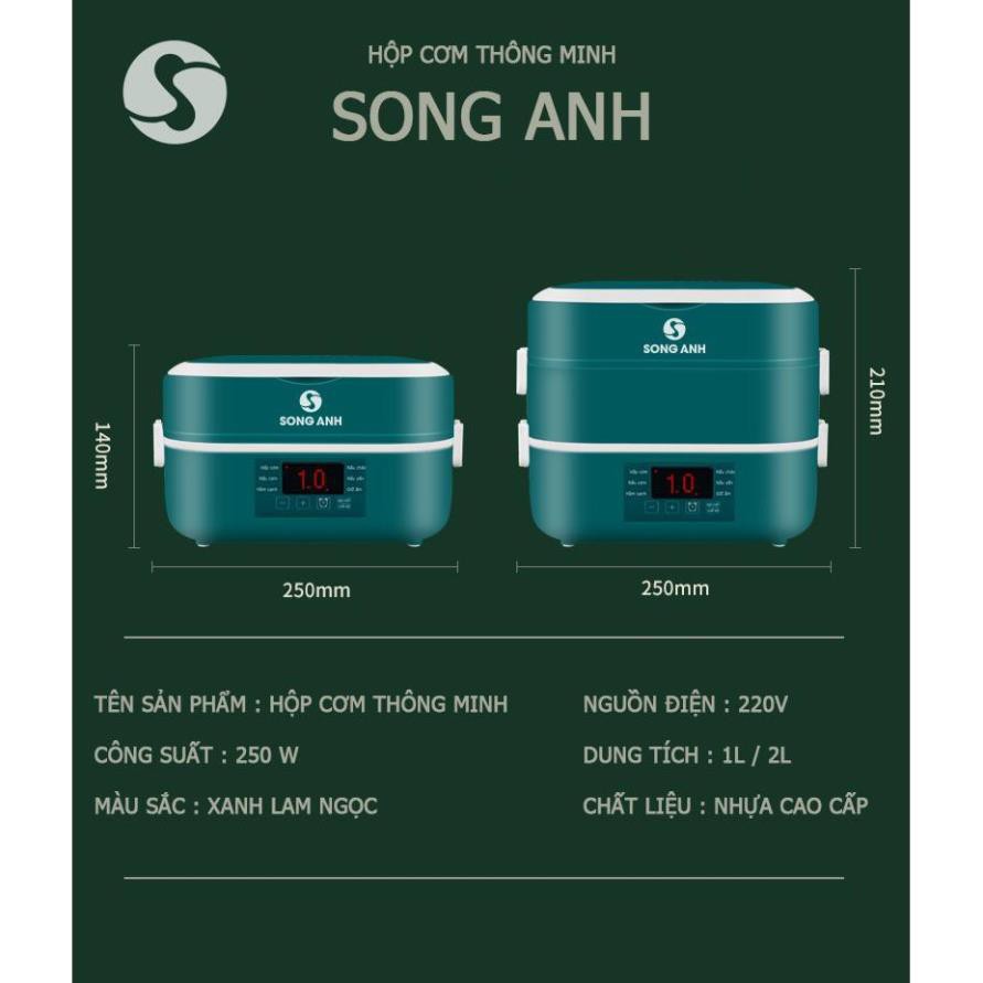 Hộp Cơm Văn Phòng 2 Tầng Kèm 4 Bát Sứ Cao Cấp, Nồi Cơm Điện Mini  SONG ANH - SA18