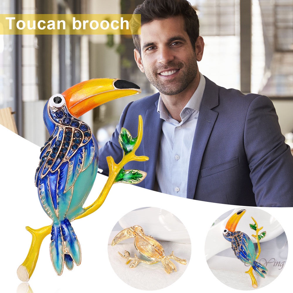 GETNOIVAS Ghim Cài Áo Hình Chim Vẹt Bằng Hợp Kim Đính Đá 5.40 * 2.70 * 1.00