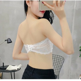 Áo bra không dây quây ngực phối ren hở vai nâng ngực - Maoshop