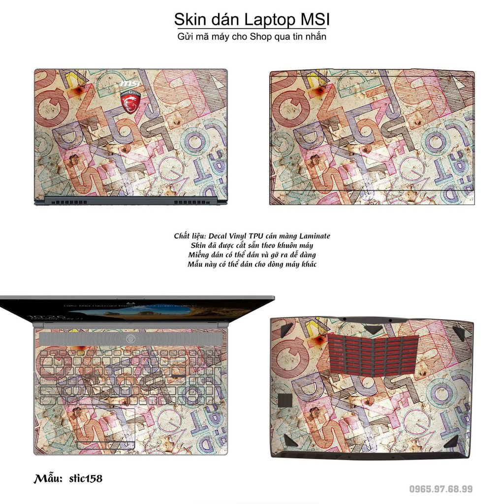 Skin dán Laptop MSI in hình Hoa văn sticker nhiều mẫu 26 (inbox mã máy cho Shop)